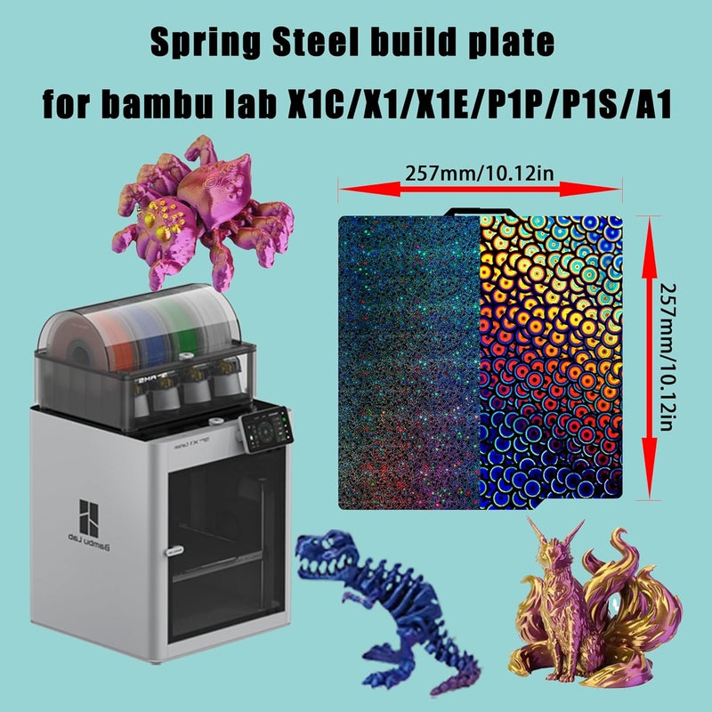 Tiny Trees Build Plate for Bambu Lab P1S P2S A1 X1 X1C X1E P1P: TinytreesSmooth PEI H1H Carbon PET PEO PEY Sheet Bed Plate P1S Build Plate for 3D Printing Hobbyist, 257 X 257mm (PEY-Starry + PEK-Kaleidoscope) - Image 3